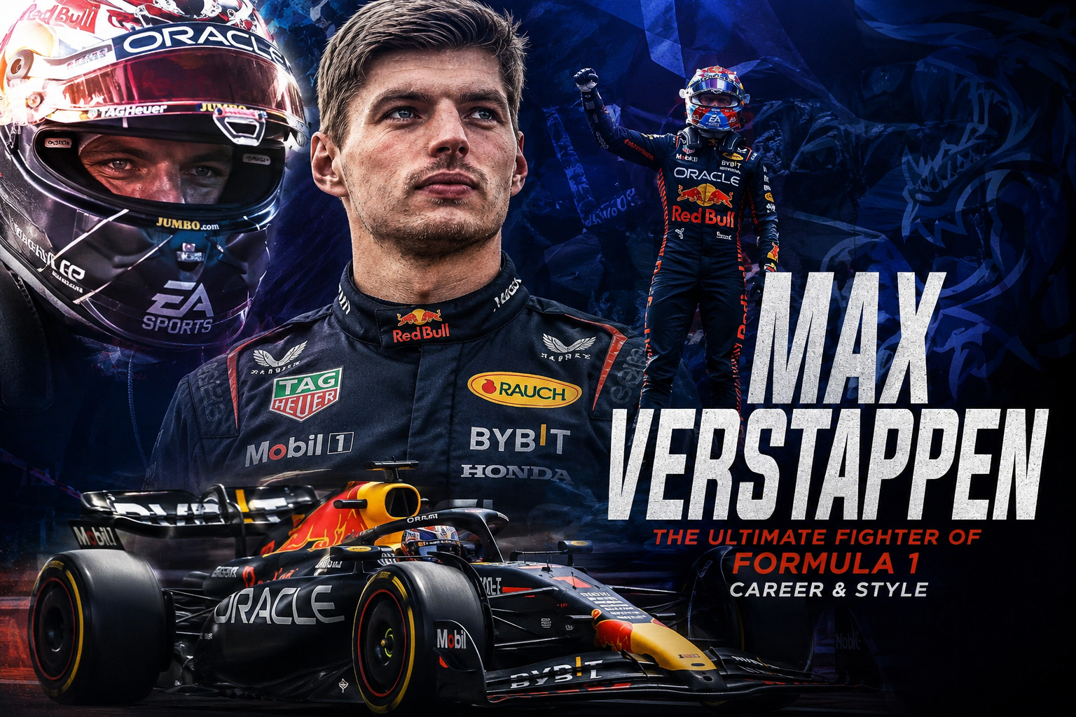 Max Verstappen Formula 1 champion with Red Bull Racing car showcasing his career achievements, racing style, and competitive spirit in F1.