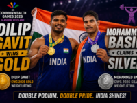 Dilip Gavit and Mohammed Basil celebrating their historic gold and silver medals at the Commonwealth Games 2026.