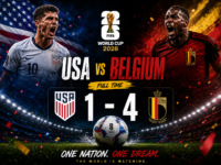 Belgium beat USA 4-1 in FIFA World Cup 2026 Round of 16 with Charles De Ketelaere scoring a double to end co-hosts USA World Cup dream on home soil and send Red Devils storming into the quarterfinals.