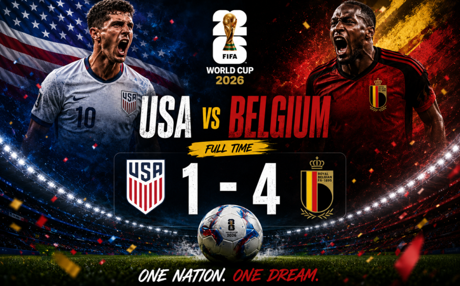 Belgium beat USA 4-1 in FIFA World Cup 2026 Round of 16 with Charles De Ketelaere scoring a double to end co-hosts USA World Cup dream on home soil and send Red Devils storming into the quarterfinals.