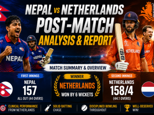 Scott Edwards batting during the Nepal vs Netherlands ICC CWC League 2 match in Utrecht