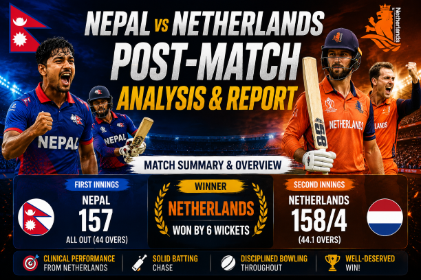 Scott Edwards batting during the Nepal vs Netherlands ICC CWC League 2 match in Utrecht