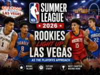 NBA Summer League 2026 in Las Vegas featuring top rookies lighting up the court as teams prepare for the upcoming NBA playoffs in an action packed summer showcase event.