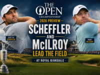 The Open Championship 2026 preview graphic featuring Scottie Scheffler and Rory McIlroy leading the field at Royal Birkdale in the prestigious major golf tournament 2026.