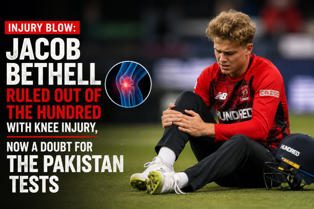 Jacob Bethell ruled out of The Hundred 2026 with a knee injury and now a major doubt for the upcoming England vs Pakistan Test series in a significant injury blow for England cricket.