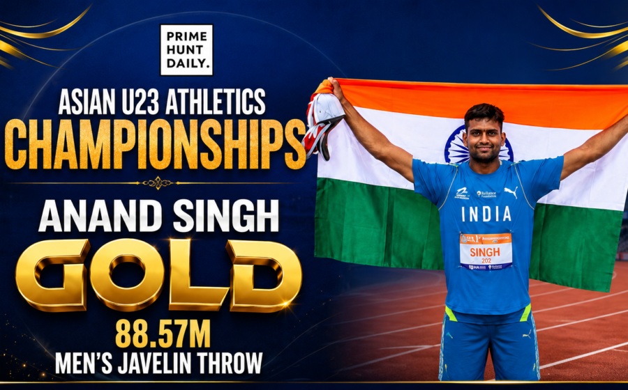 Anand Singh wins gold in javelin with a personal best throw to cap India's 16 medal haul at the Asian U23 Athletics Championships 2026 in Ordos China in a historic performance for Indian athletics.