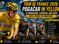 Tadej Pogacar leads Tour de France 2026 in yellow jersey as Jonas Vingegaard Remco Evenepoel and Juan Ayuso circle ahead of the mountain stages in the general classification battle.