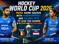 India name squads for Hockey World Cup 2026 with Harmanpreet Singh leading the men's team and Salima Tete captaining the women's team for the tournament in Belgium and Netherlands.