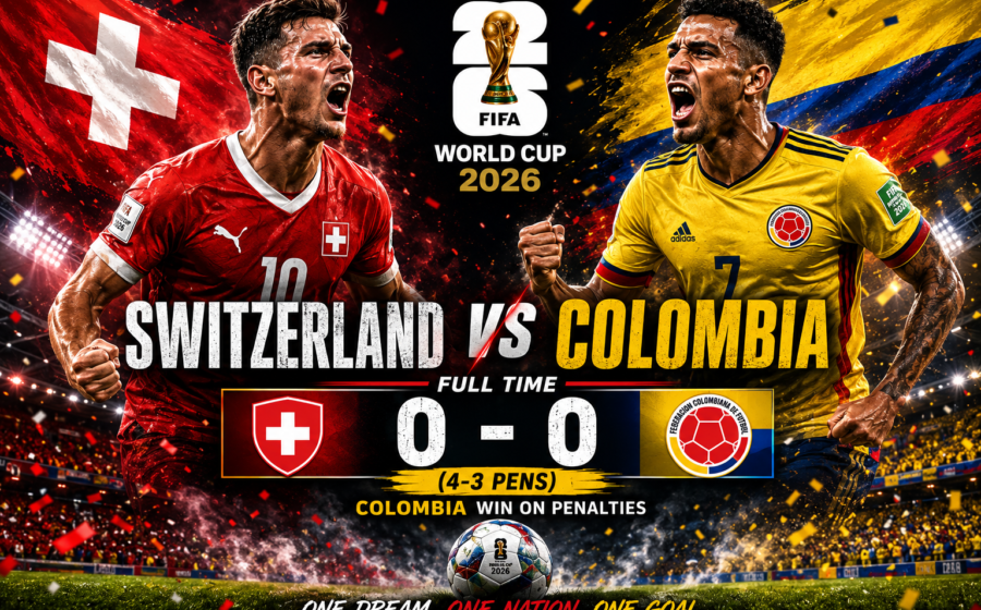 Switzerland beat Colombia 4-3 on penalties after a 0-0 draw in FIFA World Cup 2026 Round of 16 with Vargas the shootout hero as Swiss grind into the quarterfinals.
