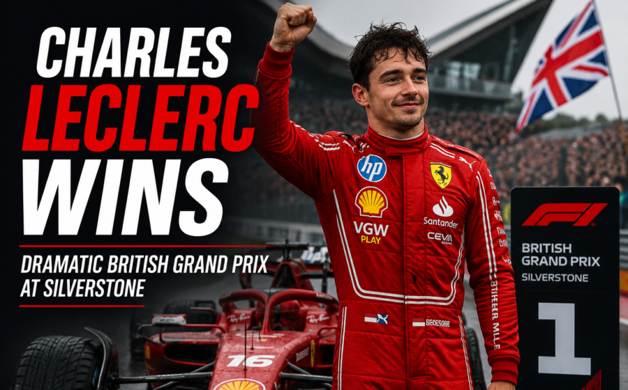 Charles Leclerc wins the 2026 British Grand Prix at Silverstone in a dramatic Formula 1 race to claim victory for Ferrari at the home of British motorsport.
