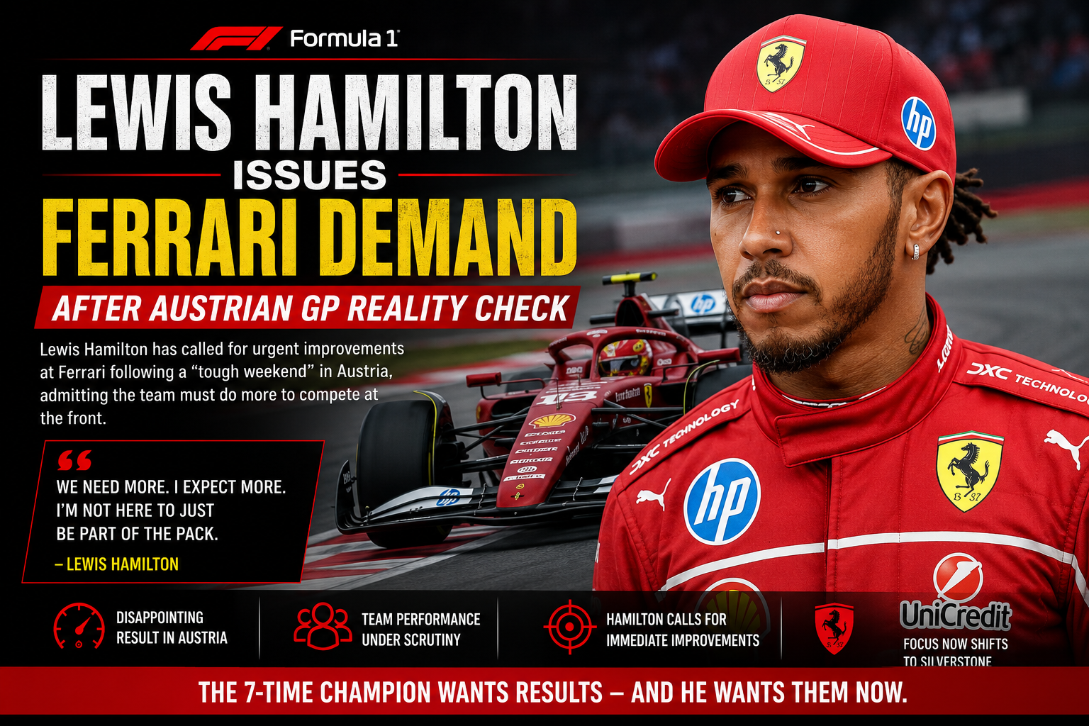 Lewis Hamilton Issues Ferrari Demand After Austrian GP Reality Check