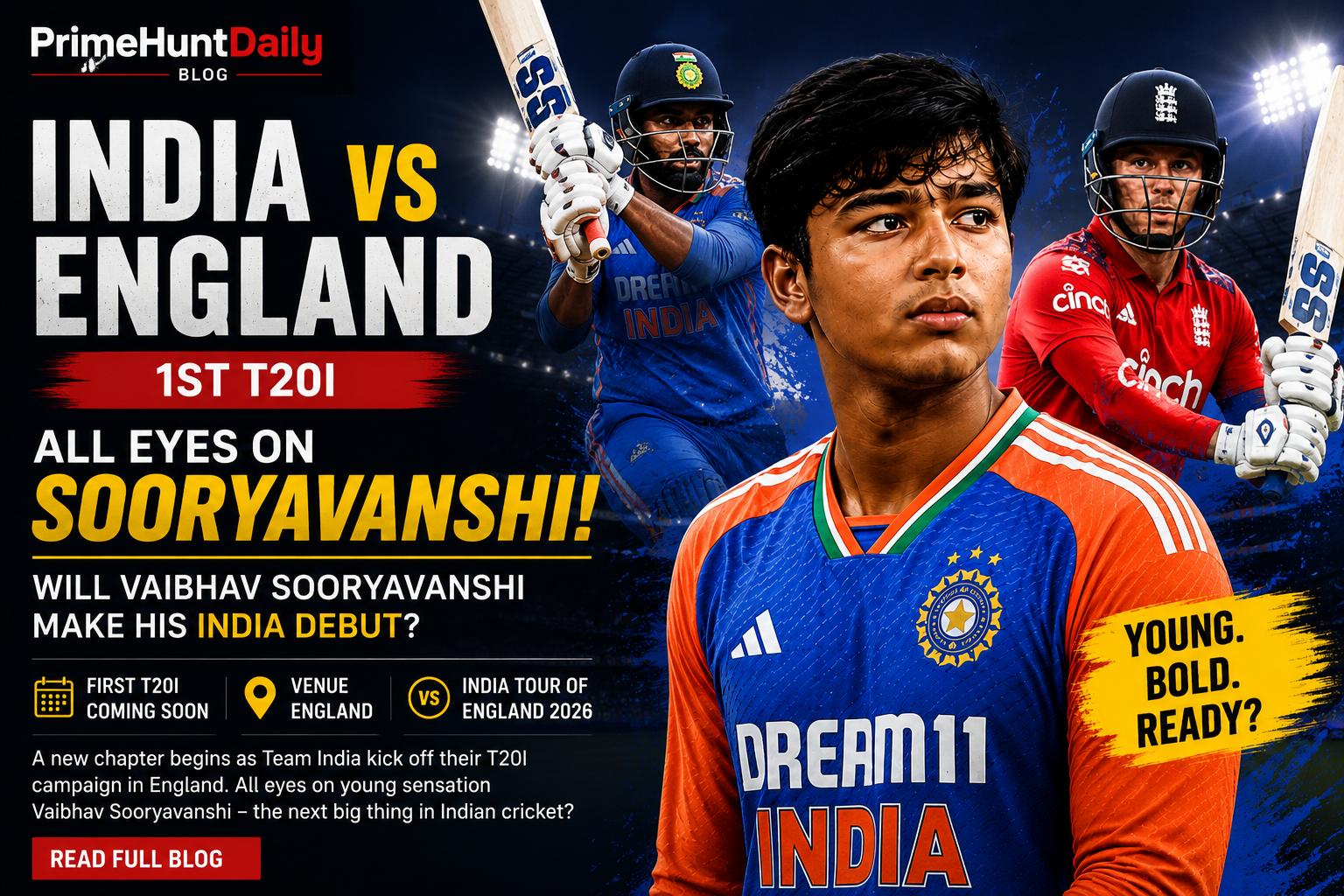 India vs England 1st T20I: Sooryavanshi's Debut Wait Continues