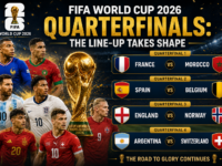 FIFA World Cup 2026 quarterfinals lineup graphic showing all eight teams that have advanced from the Round of 16 to compete in the quarterfinal stage of the tournament.