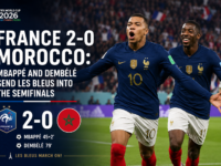 France beat Morocco 2-0 in FIFA World Cup 2026 quarterfinal with Kylian Mbappe and Ousmane Dembele scoring to send Les Bleus into the semifinals of the tournament.