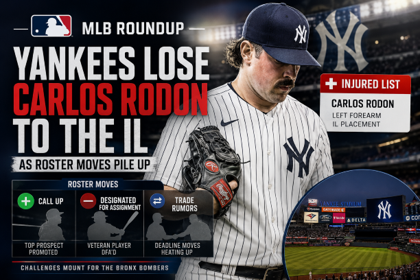New York Yankees lose Carlos Rodon to the injured list as MLB roster moves pile up in the latest MLB roundup covering major league baseball transactions and injury updates 2026.