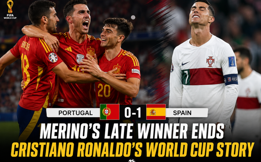 Spain beat Portugal 1-0 in FIFA World Cup 2026 Round of 16 with Mikel Merino scoring a late winner to eliminate Portugal and end Cristiano Ronaldo's World Cup story at the All England Club.