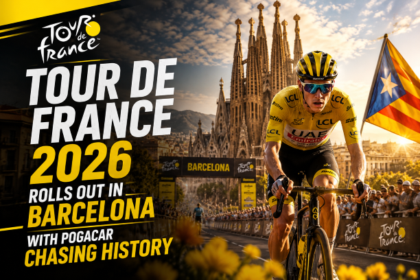 Tour de France 2026 Grand Depart rolls out in Barcelona Spain with Tadej Pogacar chasing historic victory in the world's greatest cycling race.