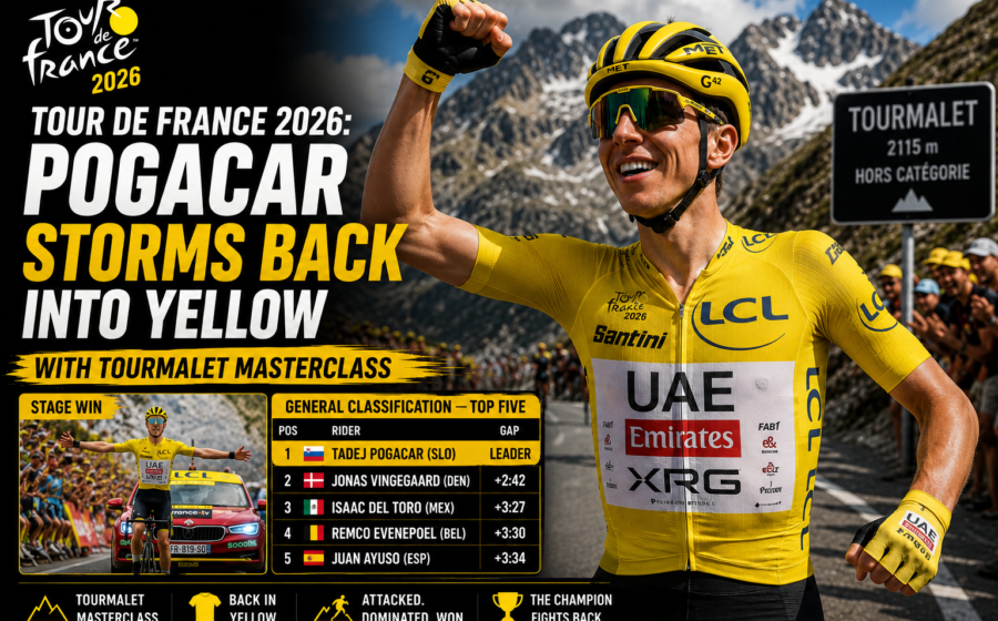 Tadej Pogacar storms back into the yellow jersey with a stunning masterclass on the Col du Tourmalet in Tour de France 2026 to reclaim the overall race lead.
