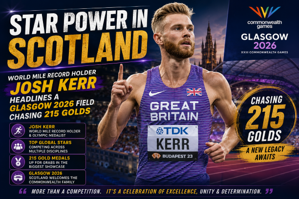 World mile record holder Josh Kerr headlines the Glasgow 2026 Commonwealth Games athletics field as athletes from across the Commonwealth chase 215 gold medals at the multi-sport games in Scotland.