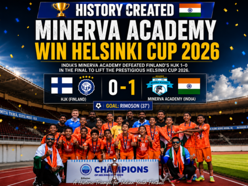 India's Minerva Academy beat HJK 1-0 to become the first ever Indian side to win the Helsinki Cup 2026 in a historic and landmark victory for Indian youth football in Finland.