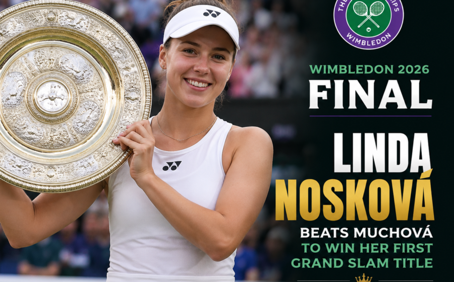 Linda Noskova beats Karolina Muchova in the Wimbledon 2026 women's singles final at the All England Club SW19 to win her first Grand Slam title in an all-Czech final.